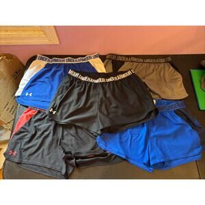 5 Pair Of Under Armour Shorts Xl Adult Athletic Womens XL Black Blue Grey Pink